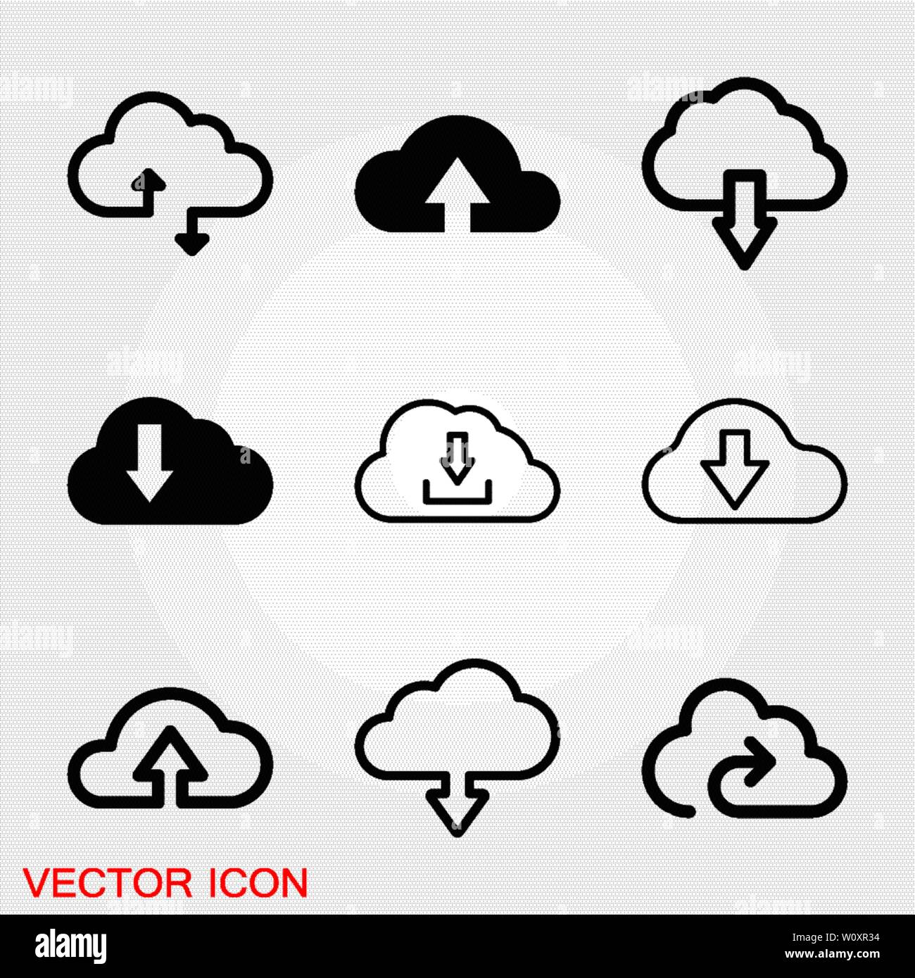 Cloud icon, outline and solid vector illustration, linear pictogram isolated on gray Stock Vector