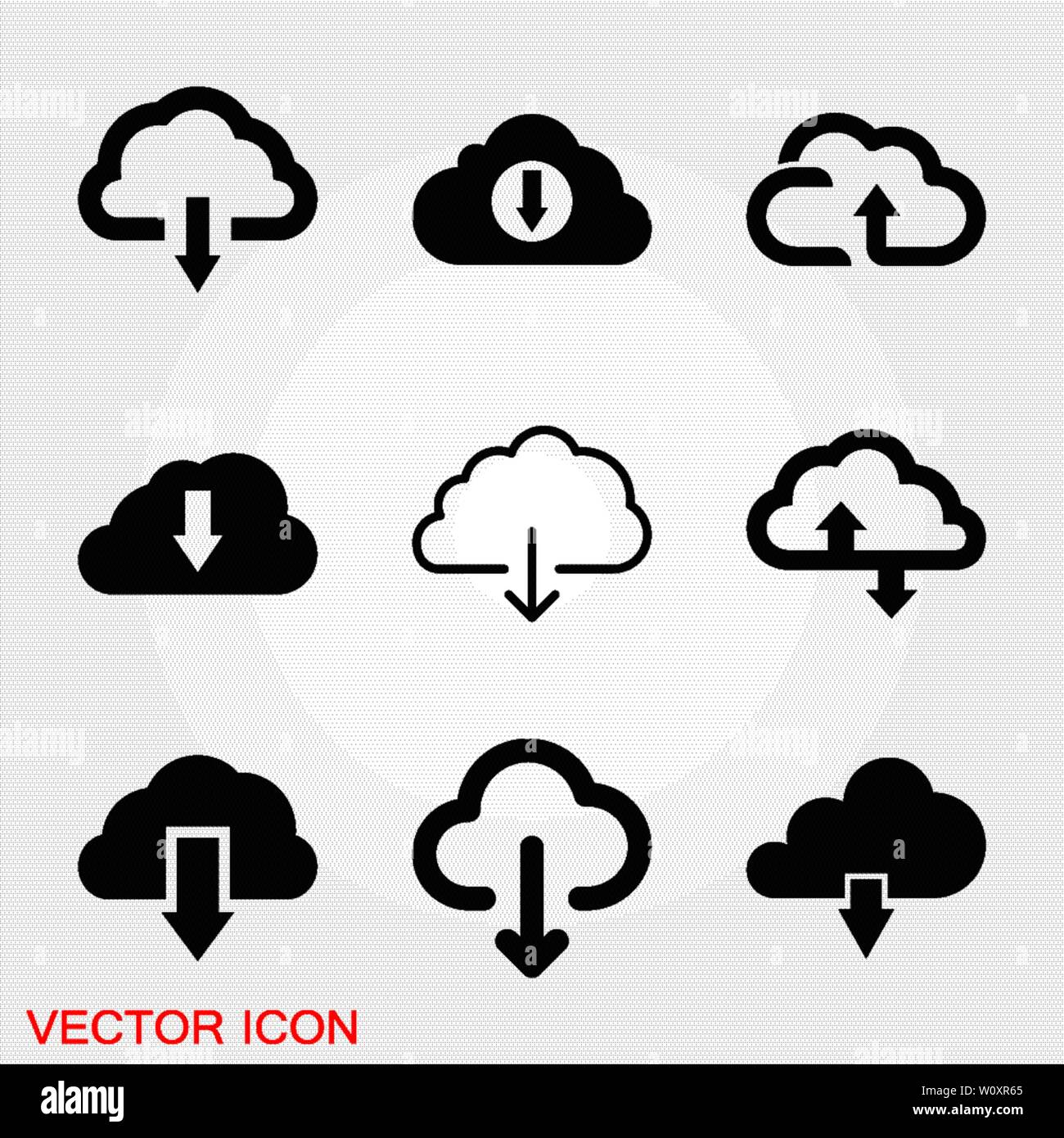 Cloud icon, outline and solid vector illustration, linear pictogram isolated on gray Stock Vector