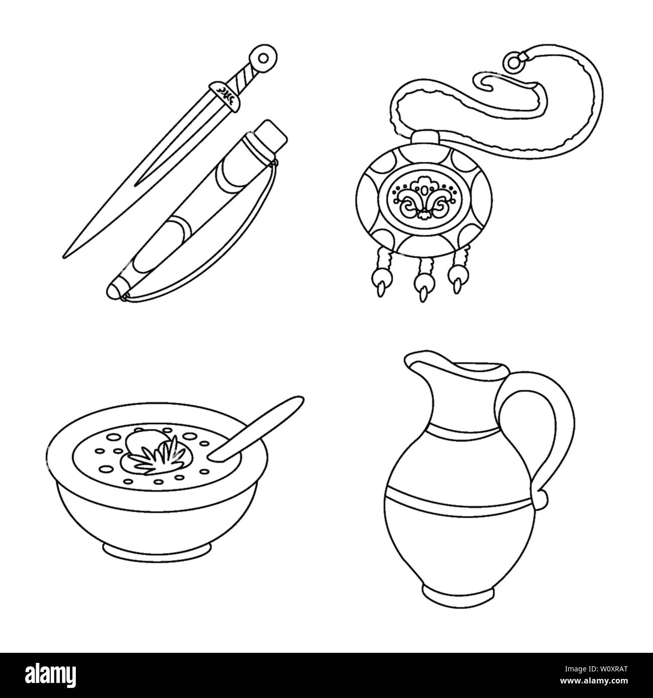 Vector illustration of traditions and national symbol. Collection of ...