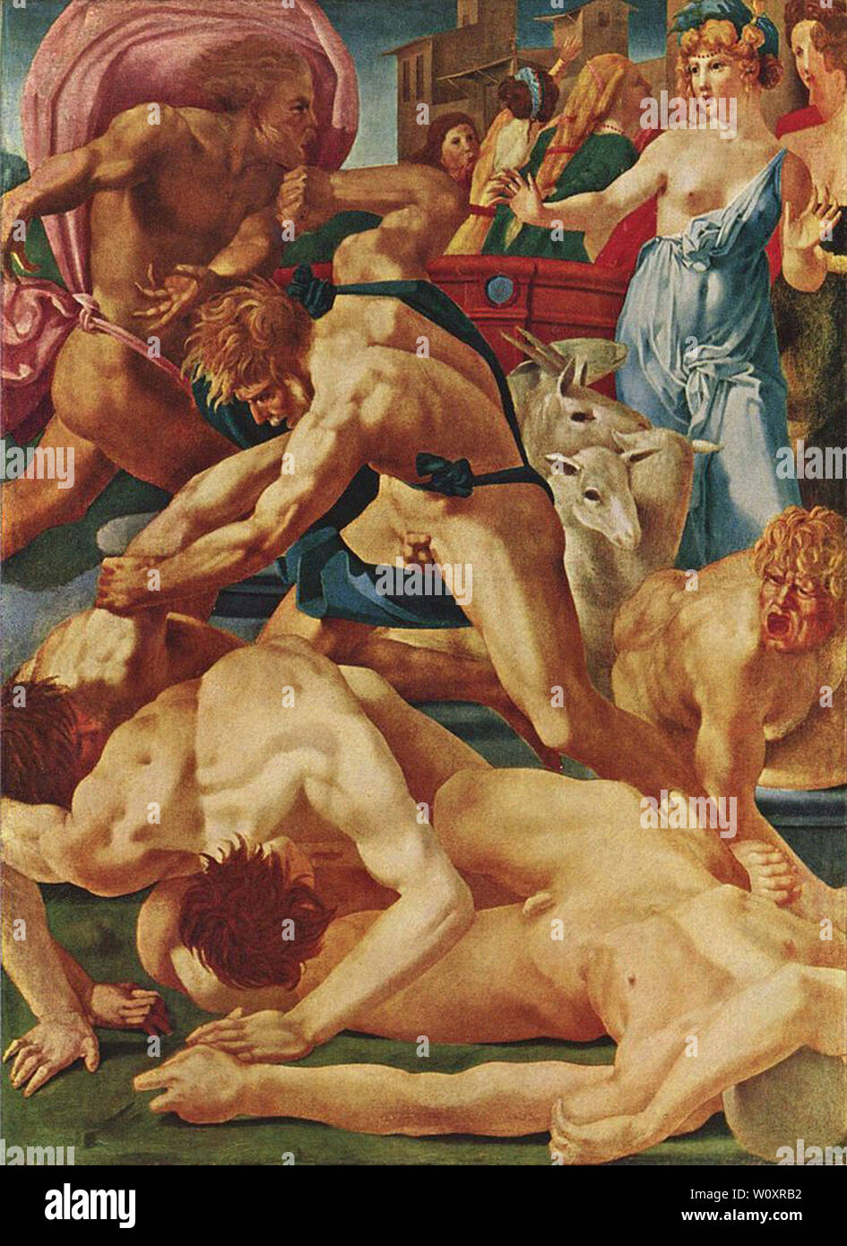 Giovanni Battista di Jacopo a.k.a Rosso Fiorentino - Moses Defending Daughters Jethro 1523 Stock Photo