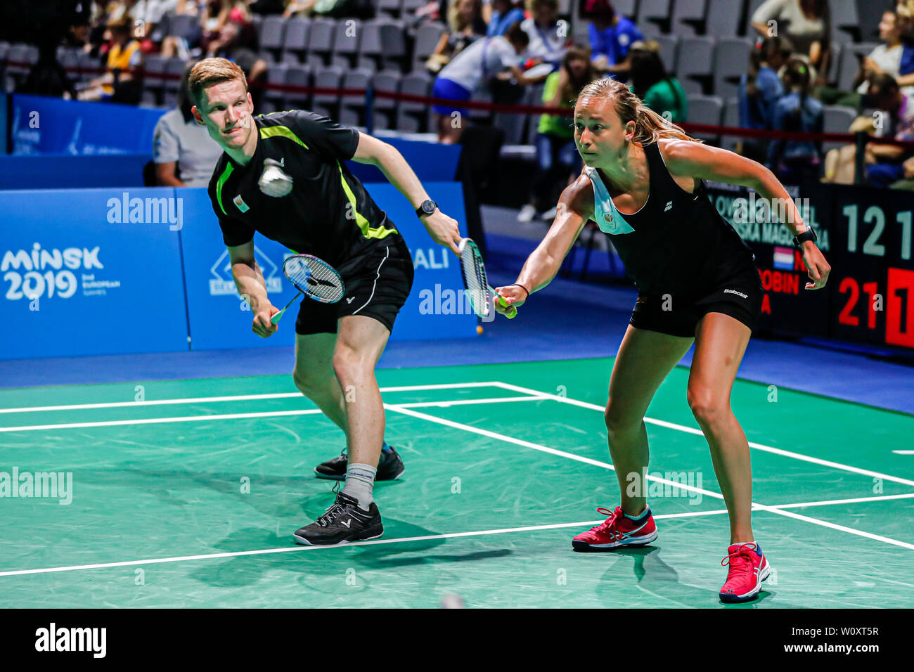 27 june 2019 Minsk, Belarus European games 2019 Badminton: Selena Piek and  Robin Tabeling of Netherlands Stock Photo - Alamy