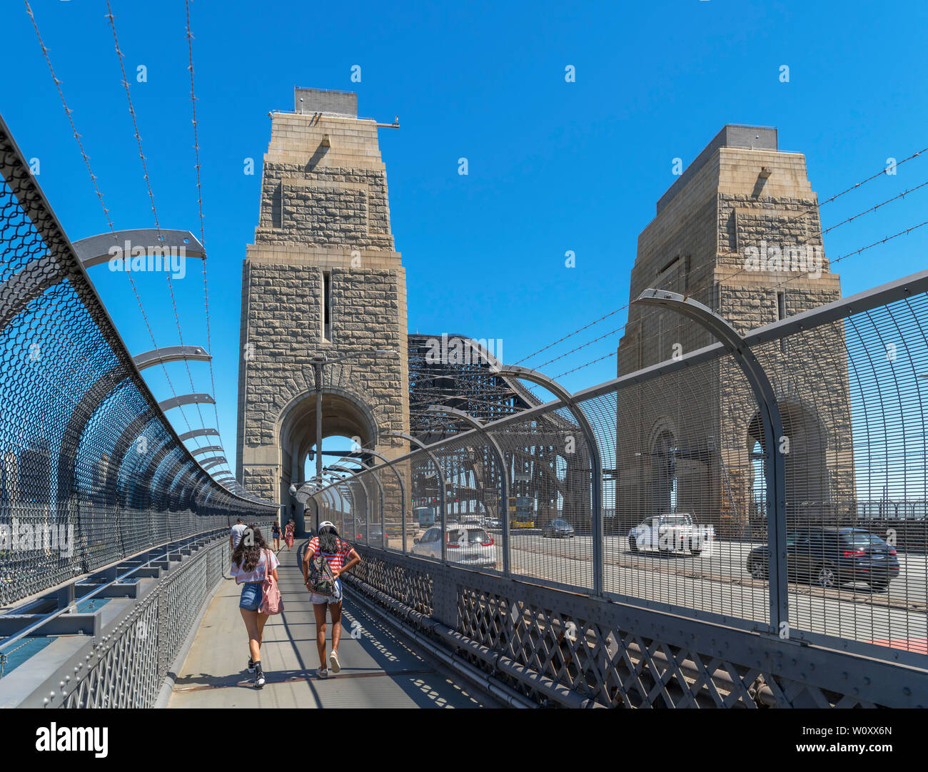 Pedestrian walkway across the Sydney Harbour Bridge, Sydney, Australia Stock Photo