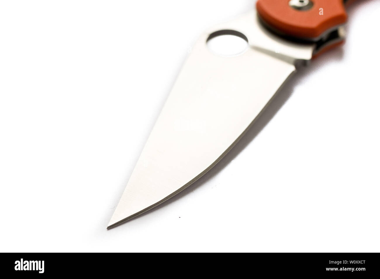Blades of a knife with a hole. Isolate knife blade. The knife is tilted