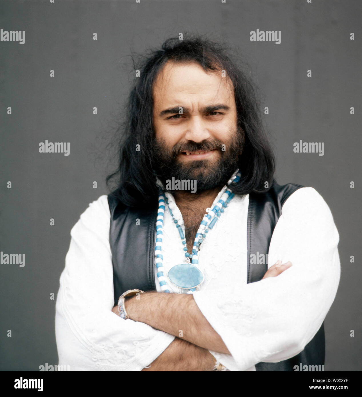 Porträt des griechischen Sängers Demis Roussos, ca. 1976. Portrait of the Greek singer Demis Porträt des griechischen Sängers Demis Roussos, ca. 1976. Portrait of the Greek singer Demis