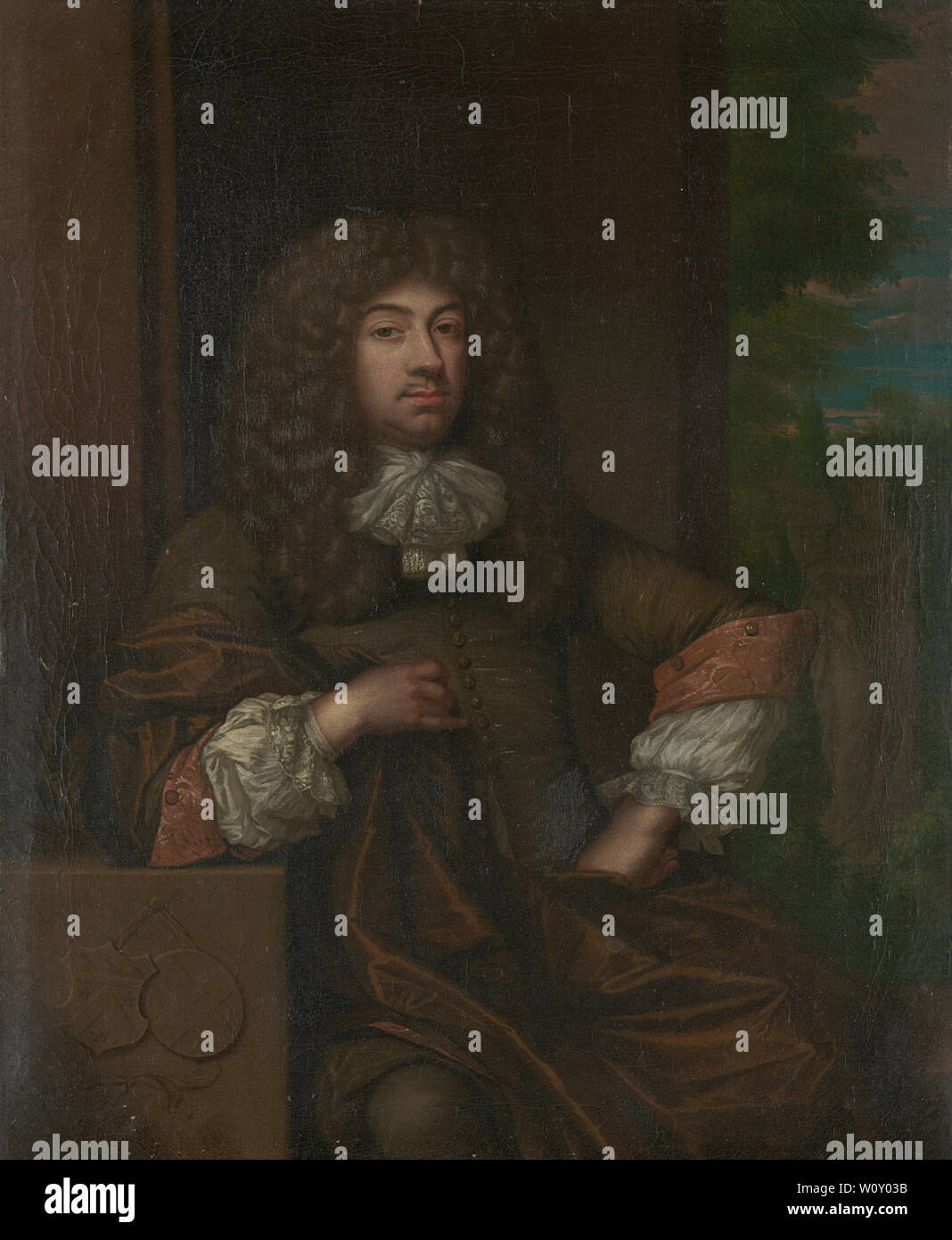 Portrait of Jan Boudaen Courten (1635-1716), lord of St. Laurens, Schellach and Popkensburg, Judge and alderman of Middelburg. Netscher, Caspar; Dijk, Philip van Stock Photo