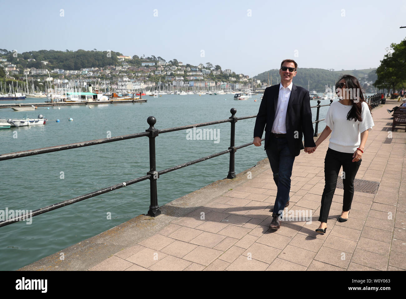 Conservative party leadership candidate Jeremy Hunt walking the River