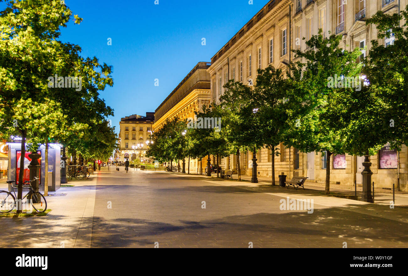 The tree lined Cours du Chapeau-Rouge, leading to the Grand Théâtre Opera  House in Bordeaux, Gironde, France Stock Photo - Alamy