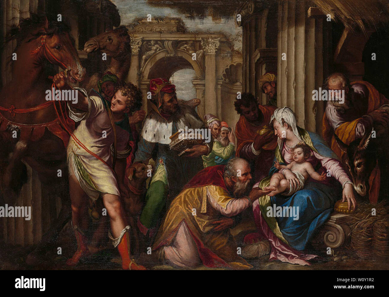 The Adoration of the Magi (1585). Farinati, Paolo Stock Photo - Alamy