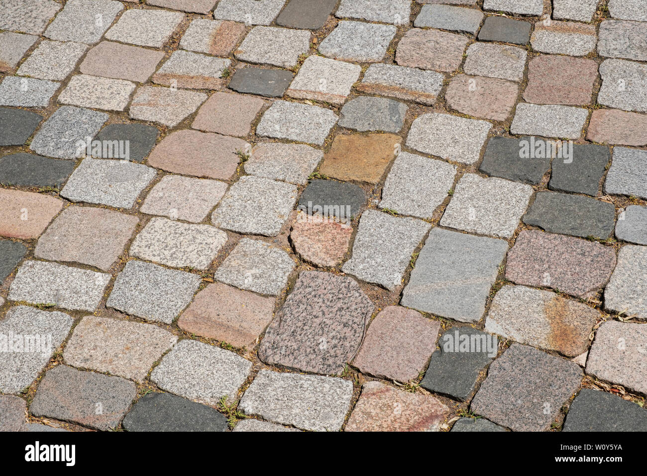cobble stone  floor  pavement - cobblestone sidewalk - Stock Photo