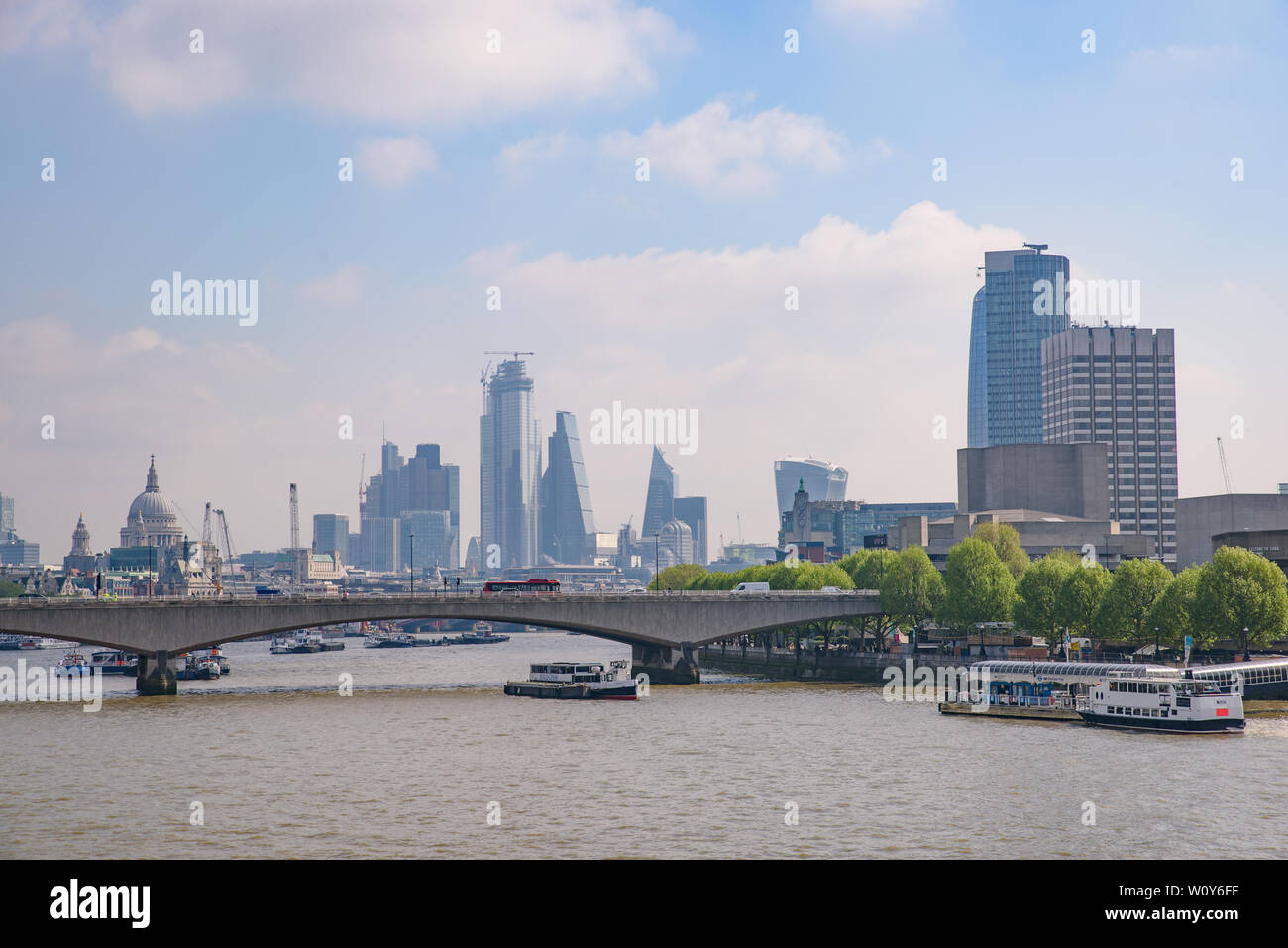 Boats on the River Thames in London, United Kingdom Stock Photo