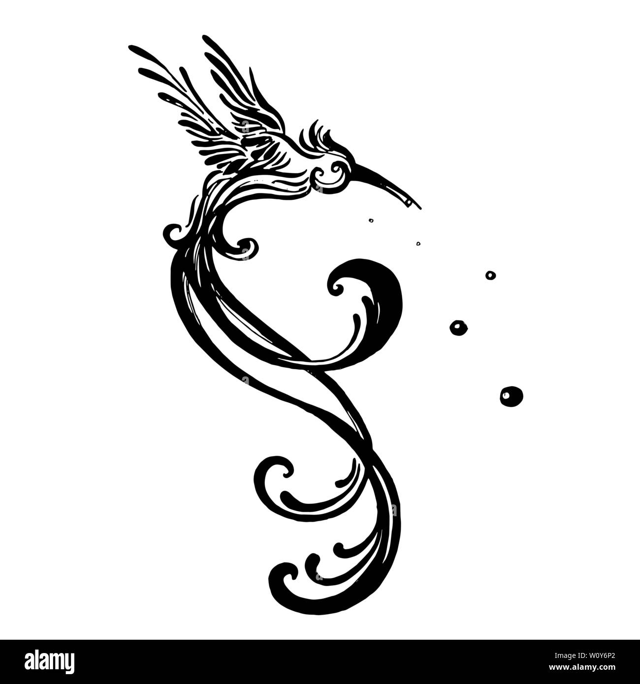 Hummingbird tattoo Black and White Stock Photos & Images - Alamy