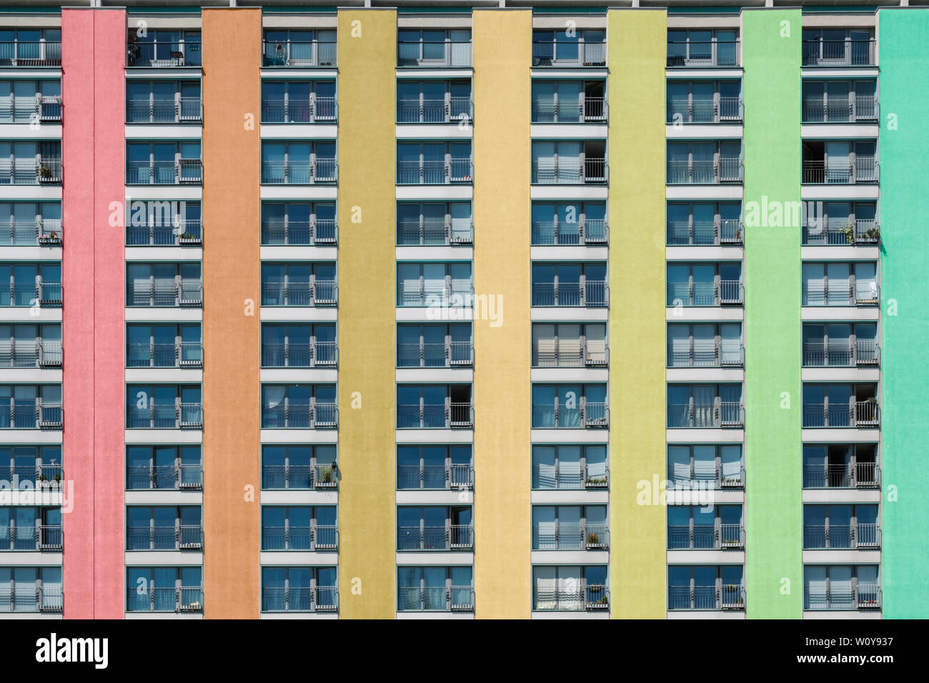 colorful residential building facade, apartment house / real estate exterior Stock Photo