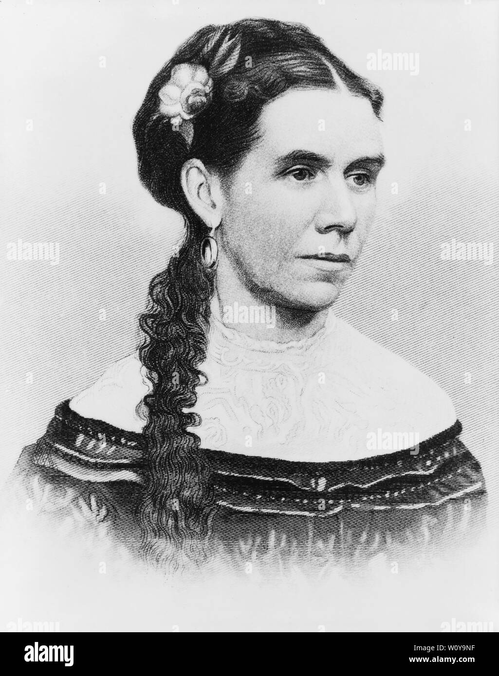 Martha Johnson Patterson, Daughter of U.S. President Andrew Johnson and First Lady Eliza McCardle Johnson, served as Hostess for her Father during his Presidency due to her Mother's Illness, Head and Shoulders Portrait, Engraving by J.C. Buttre, 1880 Stock Photo