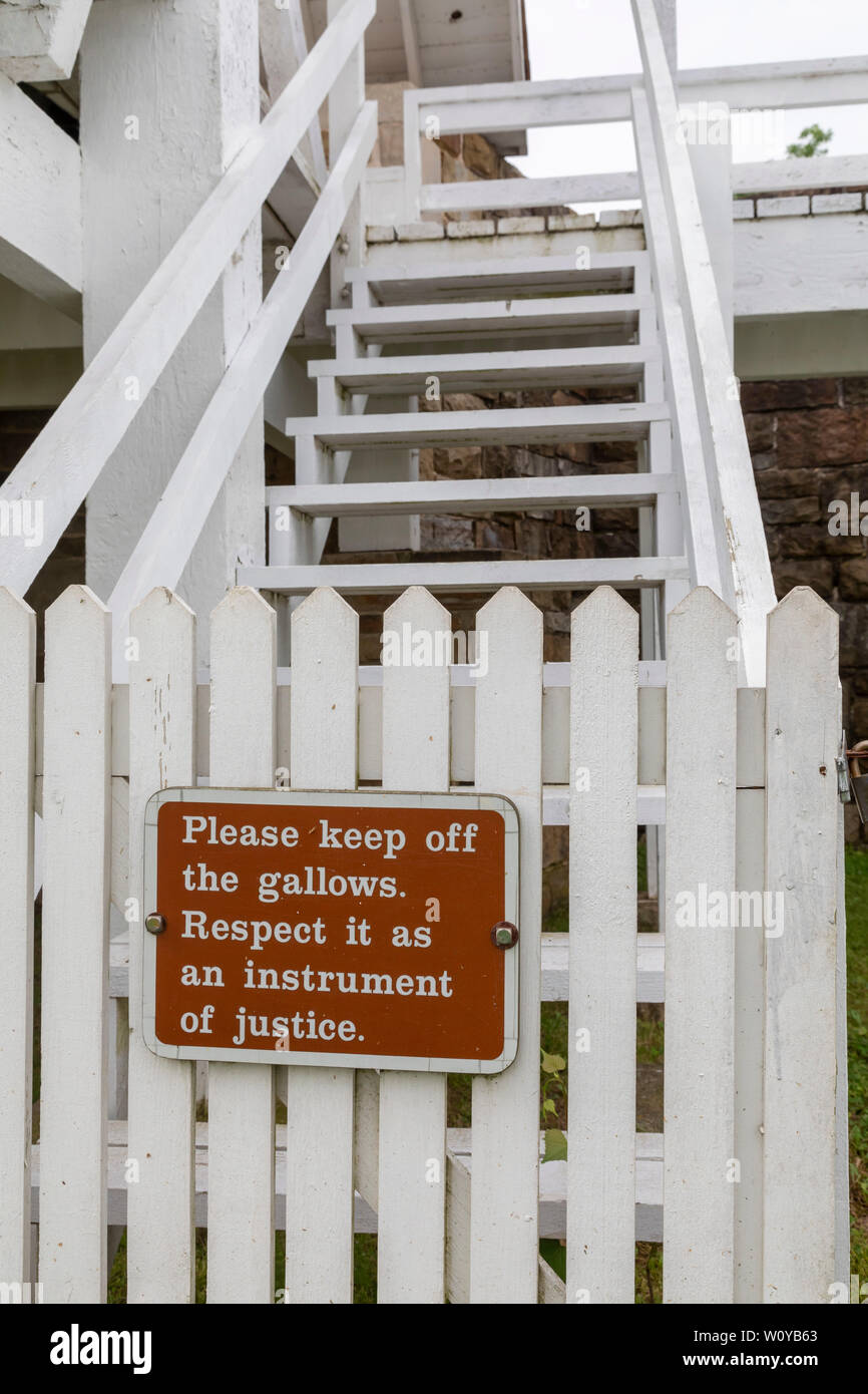 Fort Smith, Arkansas - The stairs to the gallows at Fort Smith National Historic Site. Eighty-six people were executed here between 1873 and 1896. The Stock Photo