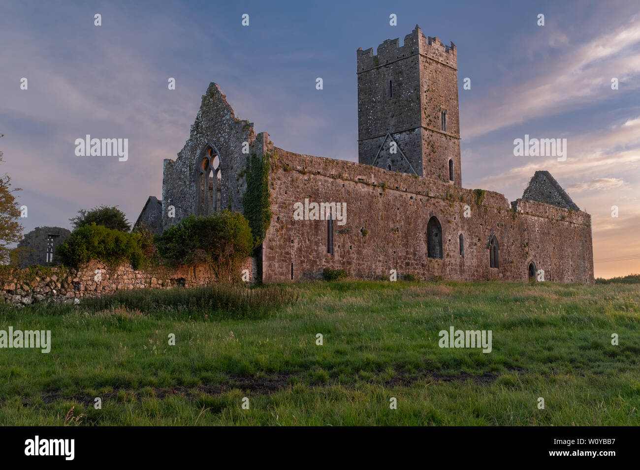 A back view of the ruins of Clare Abbey a Augustinian monastery just