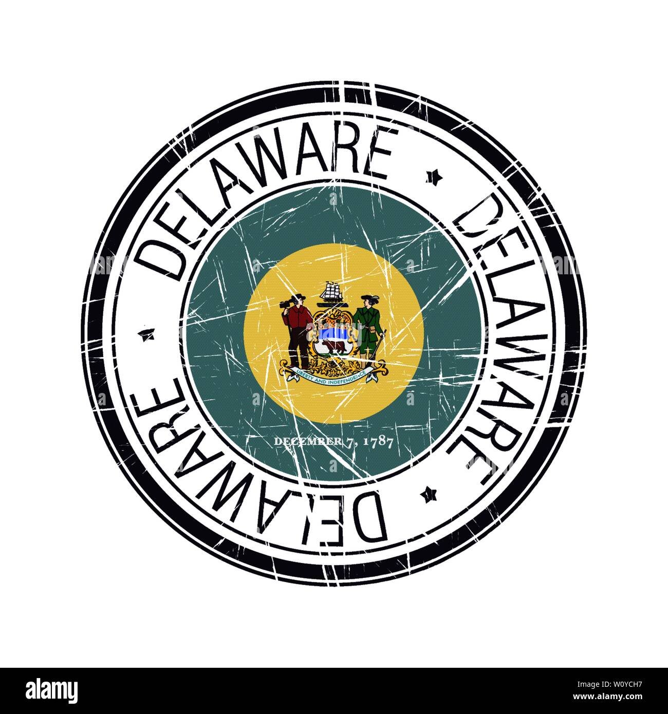 Great state of Delaware postal rubber stamp, vector object over white