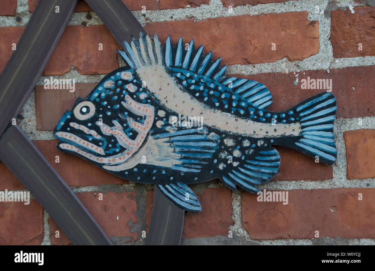 Rockfish art on a restaurant wall in Anacortes,Washington Stock Photo
