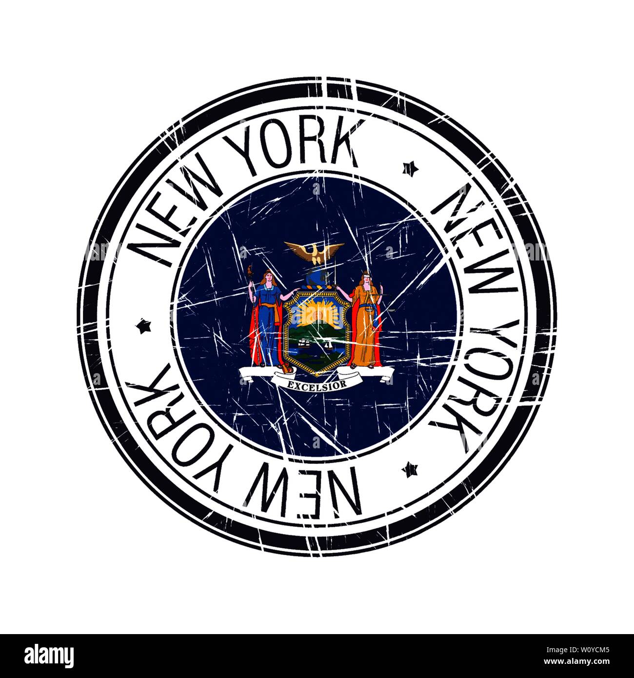 Great state of New York postal rubber stamp, vector object over white