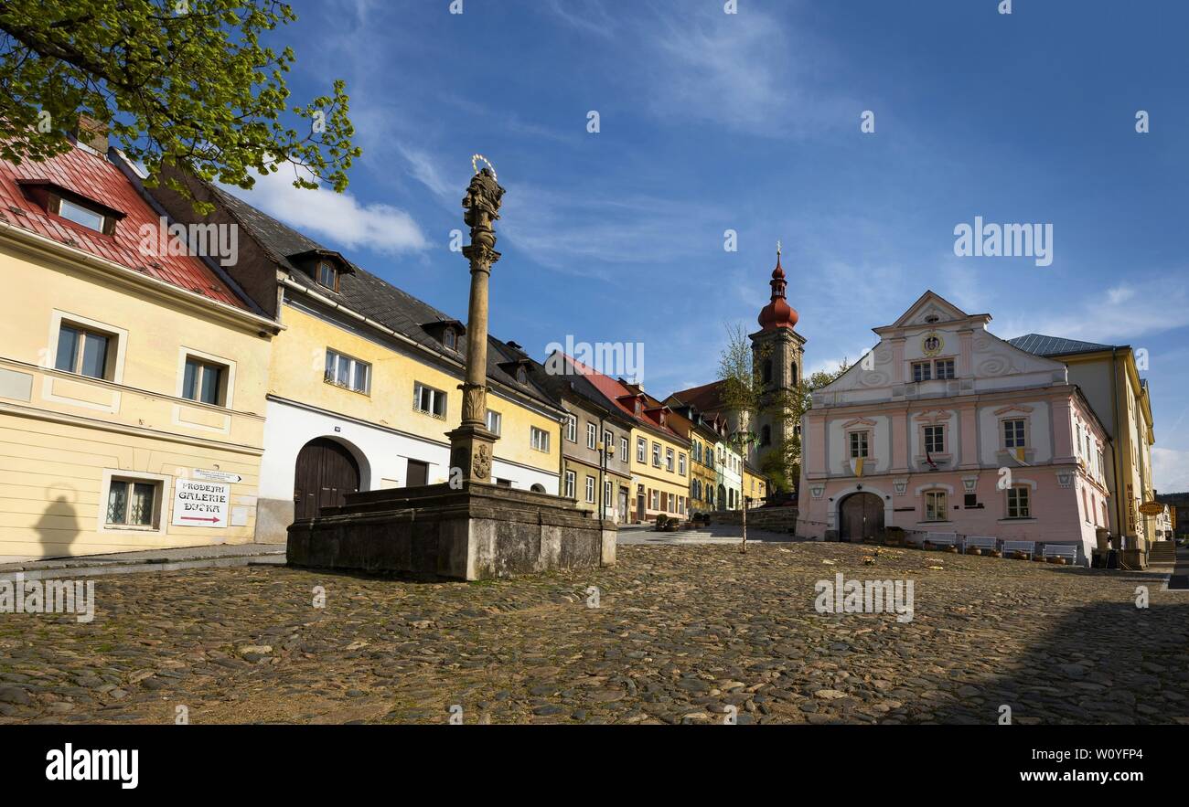 Square in West Bohemian town of Becov nad Teplou Stock Photo