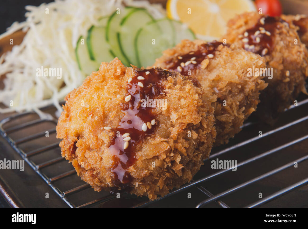 Japanese Deep Fried Pork Chop Or Menchikatsu Style With Sauce And Vegetable Salad Set Stock Photo Alamy Japanese Deep Fried Pork Chop Or Menchikatsu Style With Sauce And Vegetable Salad Set Stock Photo Alamy