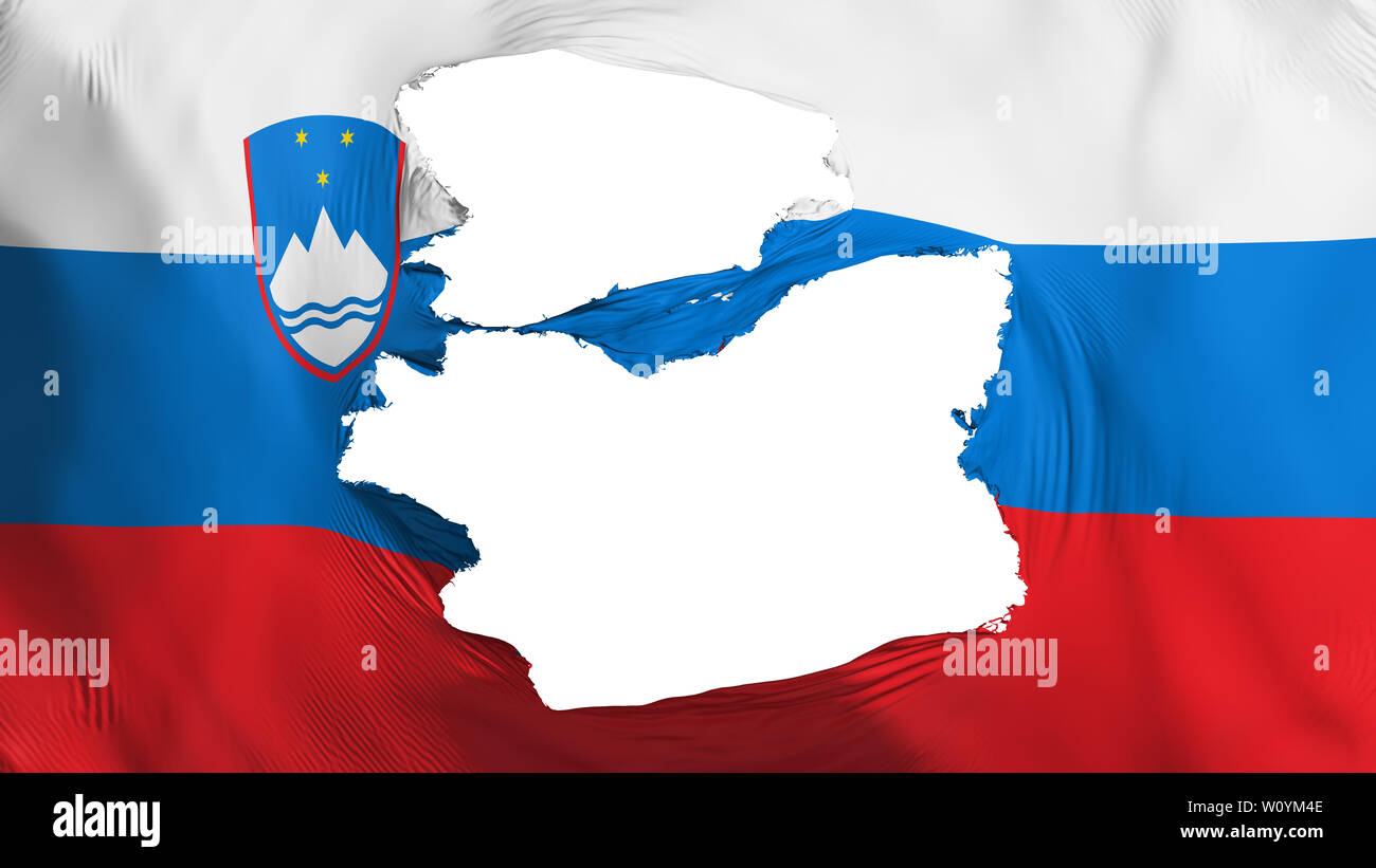 Tattered Slovenia flag, white background, 3d rendering Stock Photo - Alamy