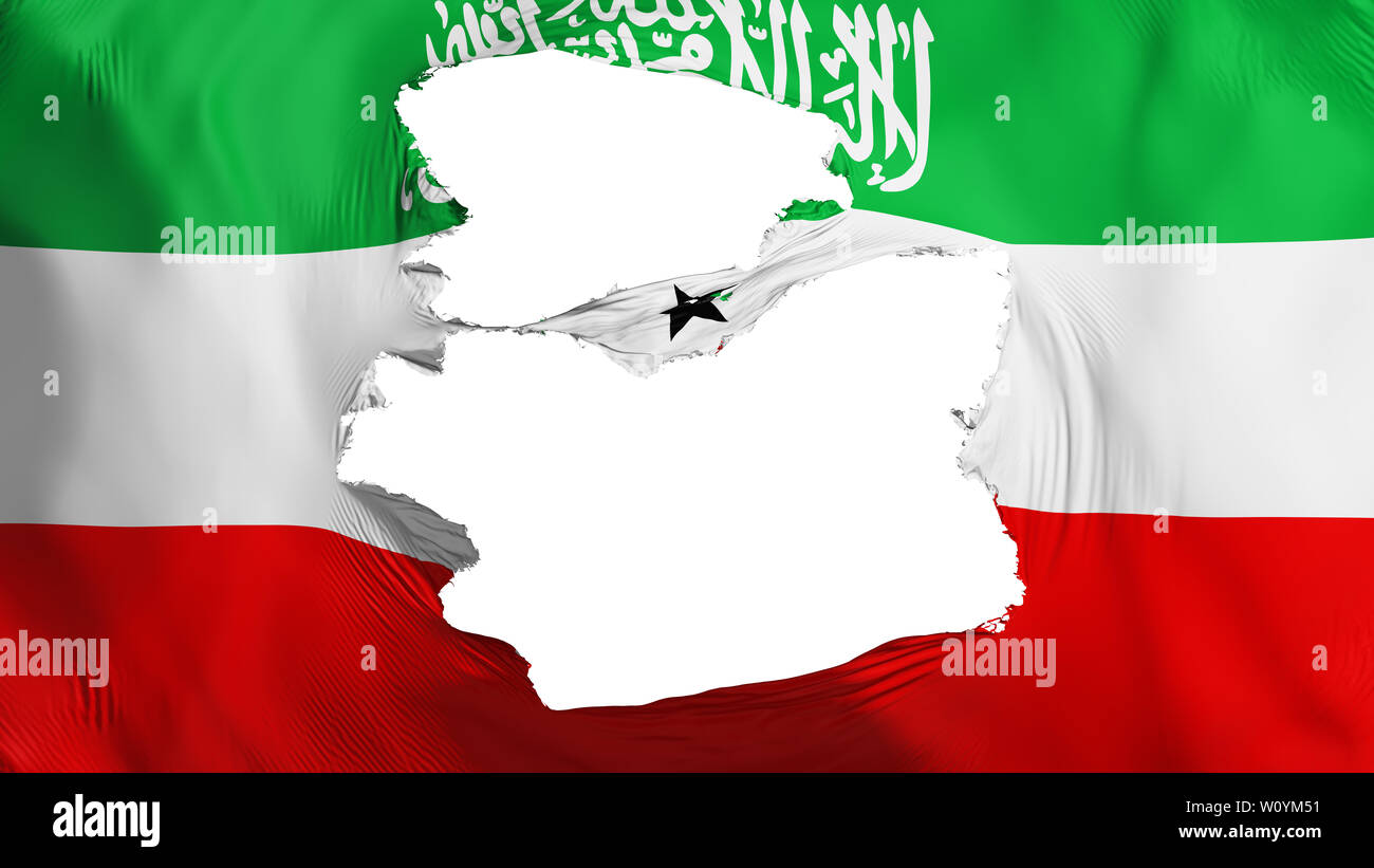 Tattered Somaliland flag, white background, 3d rendering Stock Photo