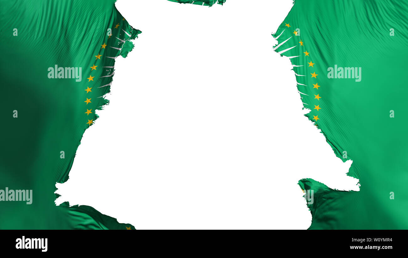 African Union flag ripped apart, white background, 3d rendering Stock ...