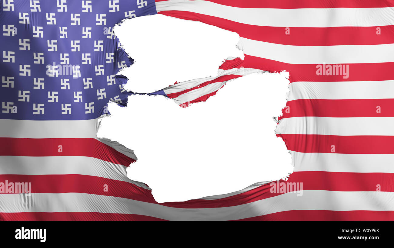 Tattered United States America Nazi flag, white background, 3d rendering Stock Photo