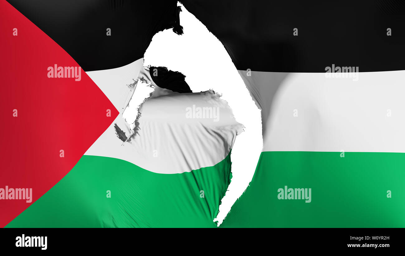 Damaged Palestine flag, white background, 3d rendering Stock Photo