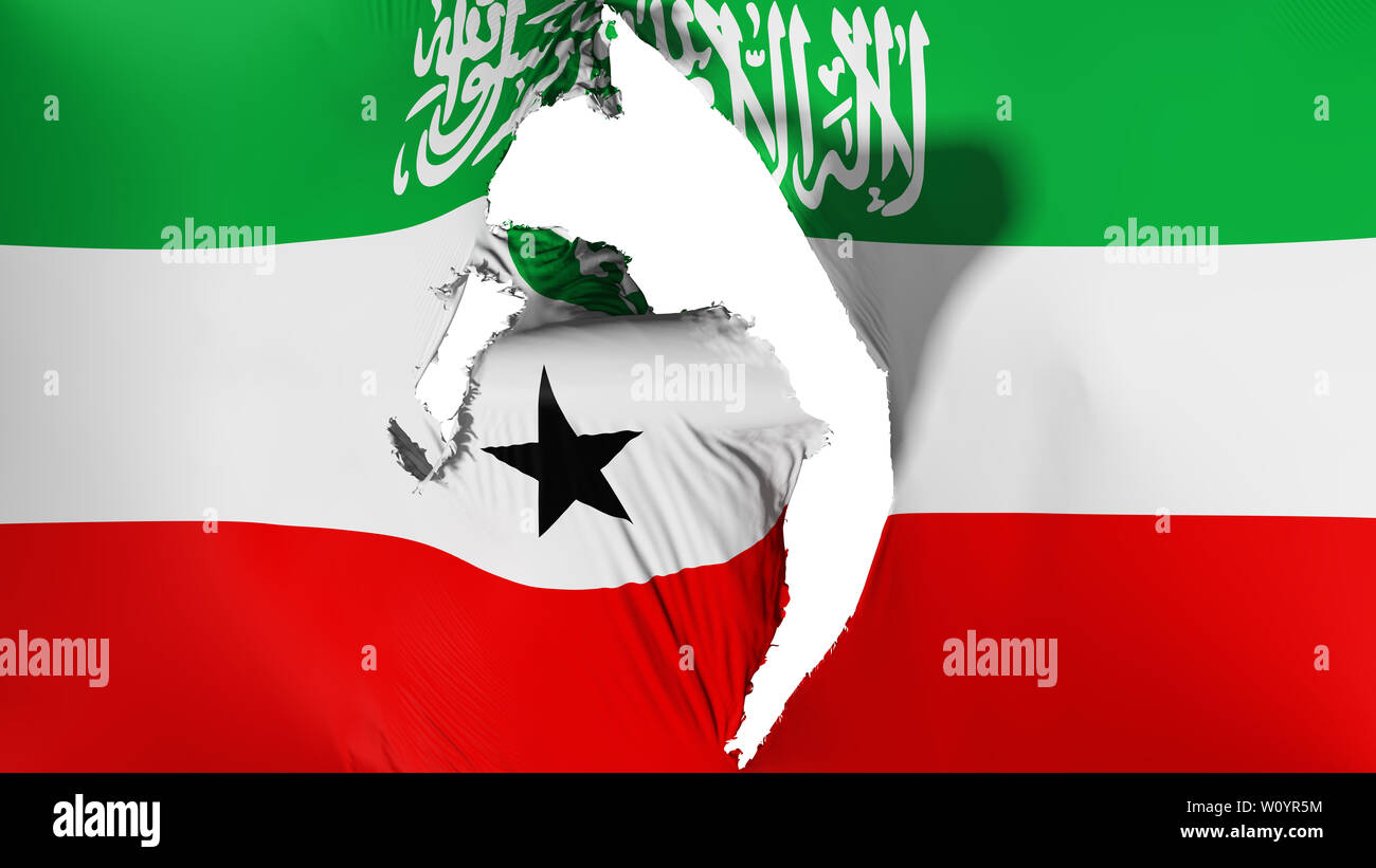Damaged Somaliland flag, white background, 3d rendering Stock Photo