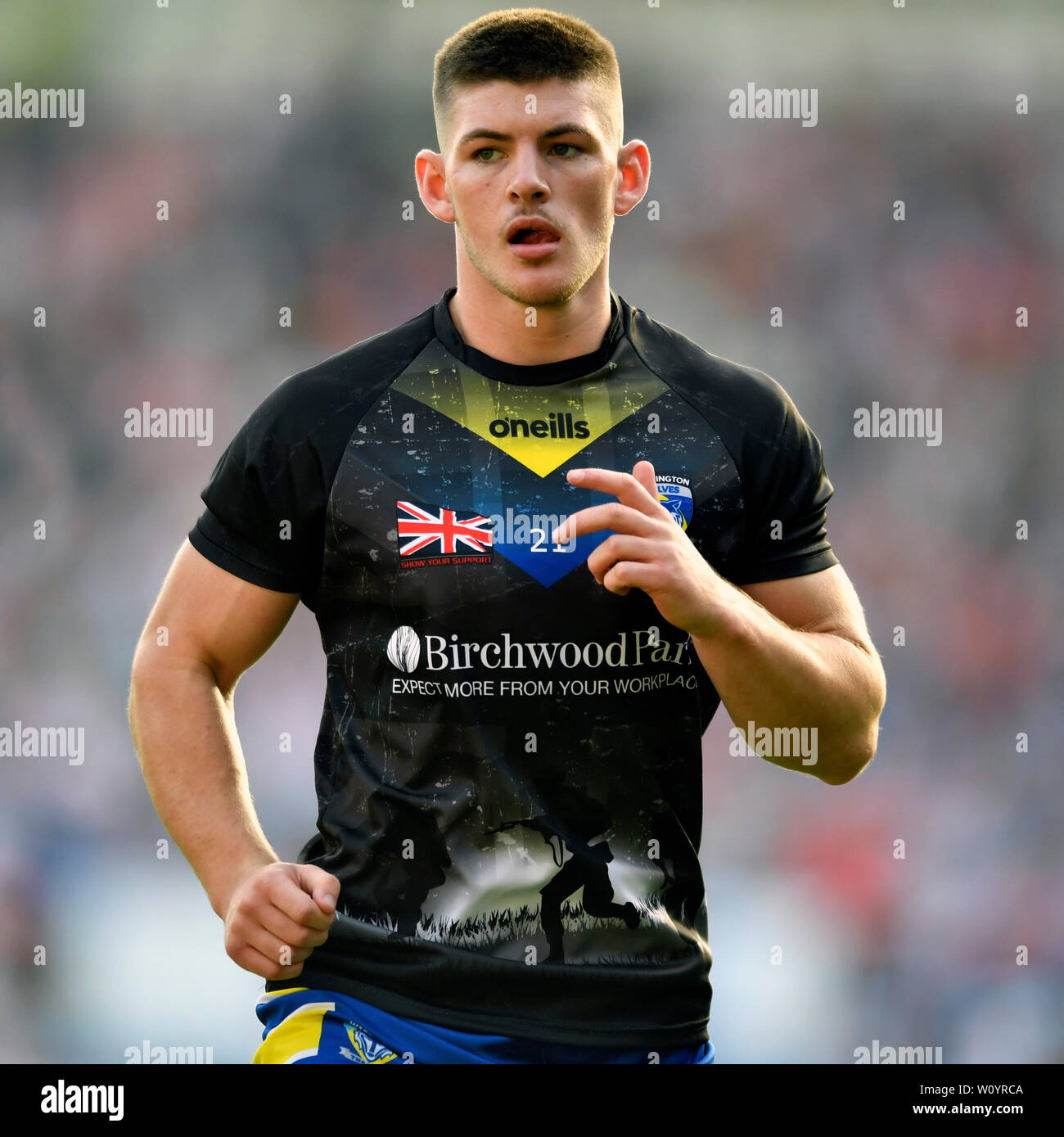 Halliwell Jones Stadium, Warrington, UK. 28th June, 2019. Betfred Superleague Rugby, Warrington Wolves versus St Helens; Danny Walker of Warrington Wolves Credit: Action Plus Sports/Alamy Live News Stock Photo