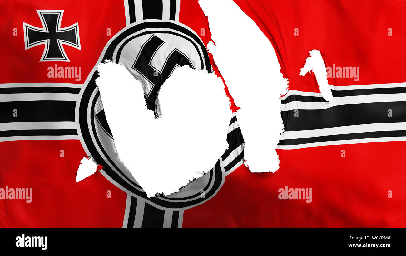 Ragged Germany Nazi flag, white background, 3d rendering Stock Photo
