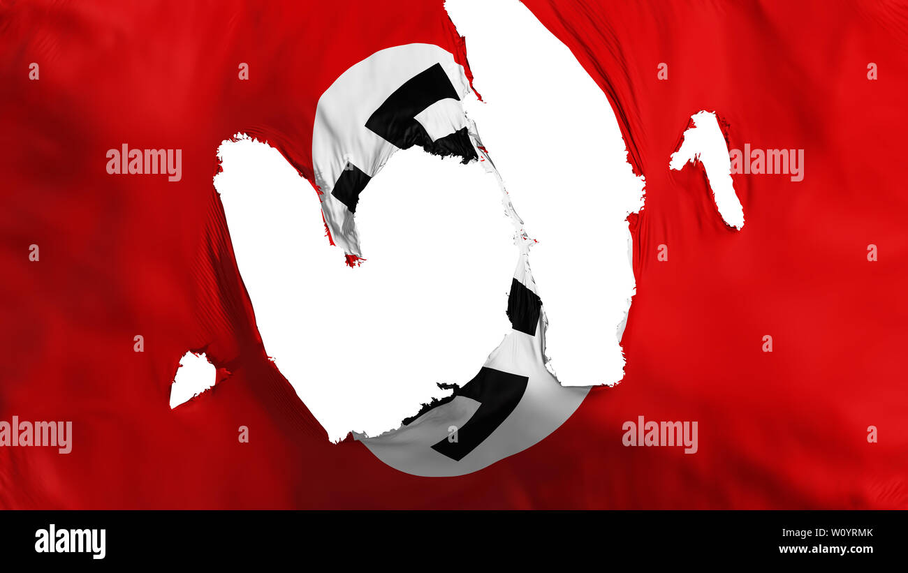Ragged Nazi flag, white background, 3d rendering Stock Photo