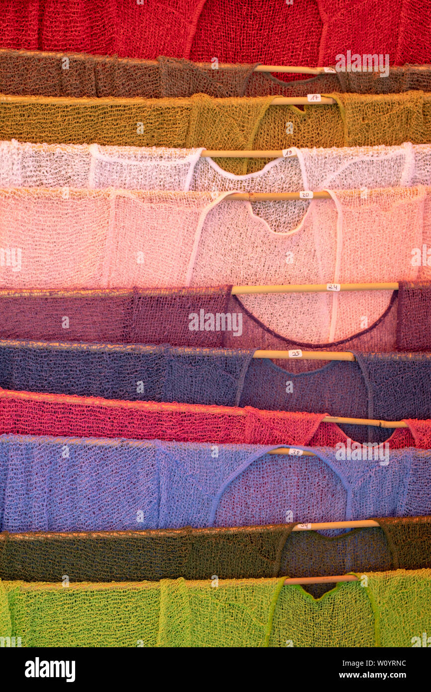 Fabric curtain texture, textile and cloth material closeup Stock Photo