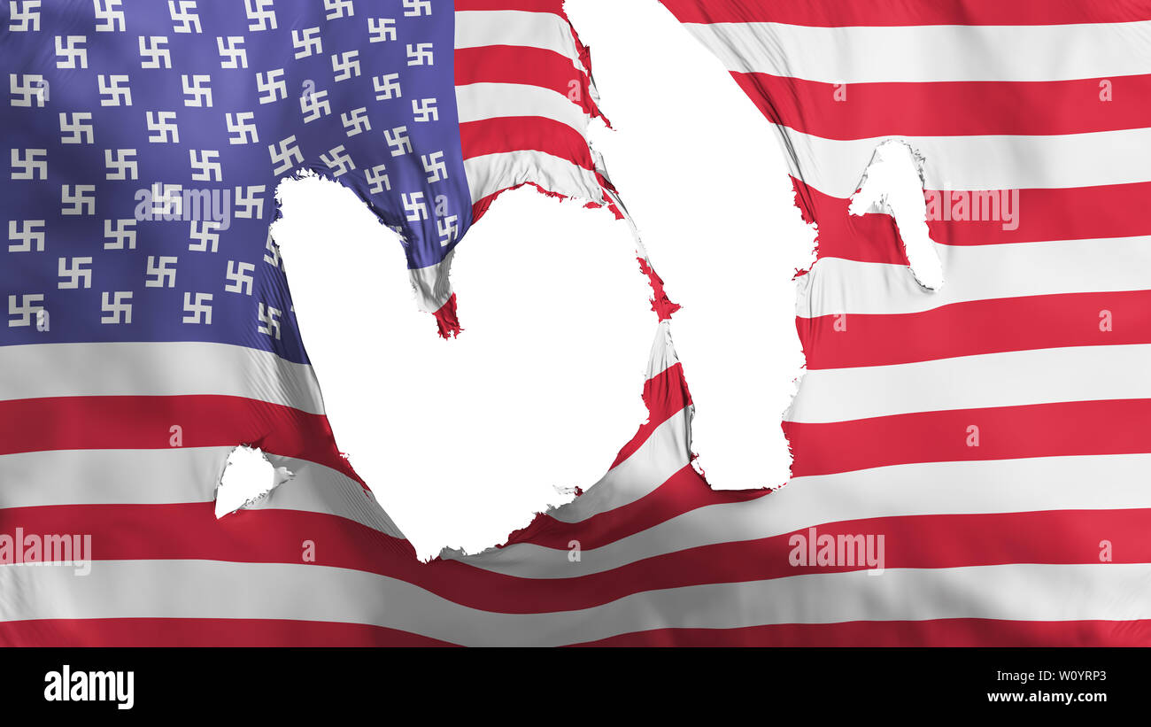 Ragged United States America Nazi flag, white background, 3d rendering Stock Photo