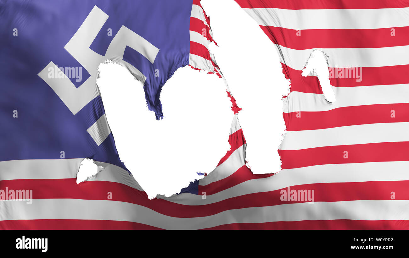 Ragged USA swastika flag, white background, 3d rendering Stock Photo