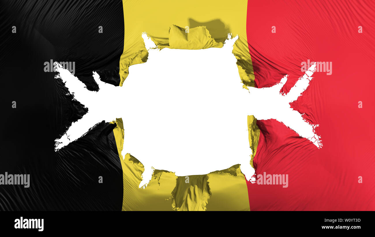 Belgium flag with a big hole, white background, 3d rendering Stock ...