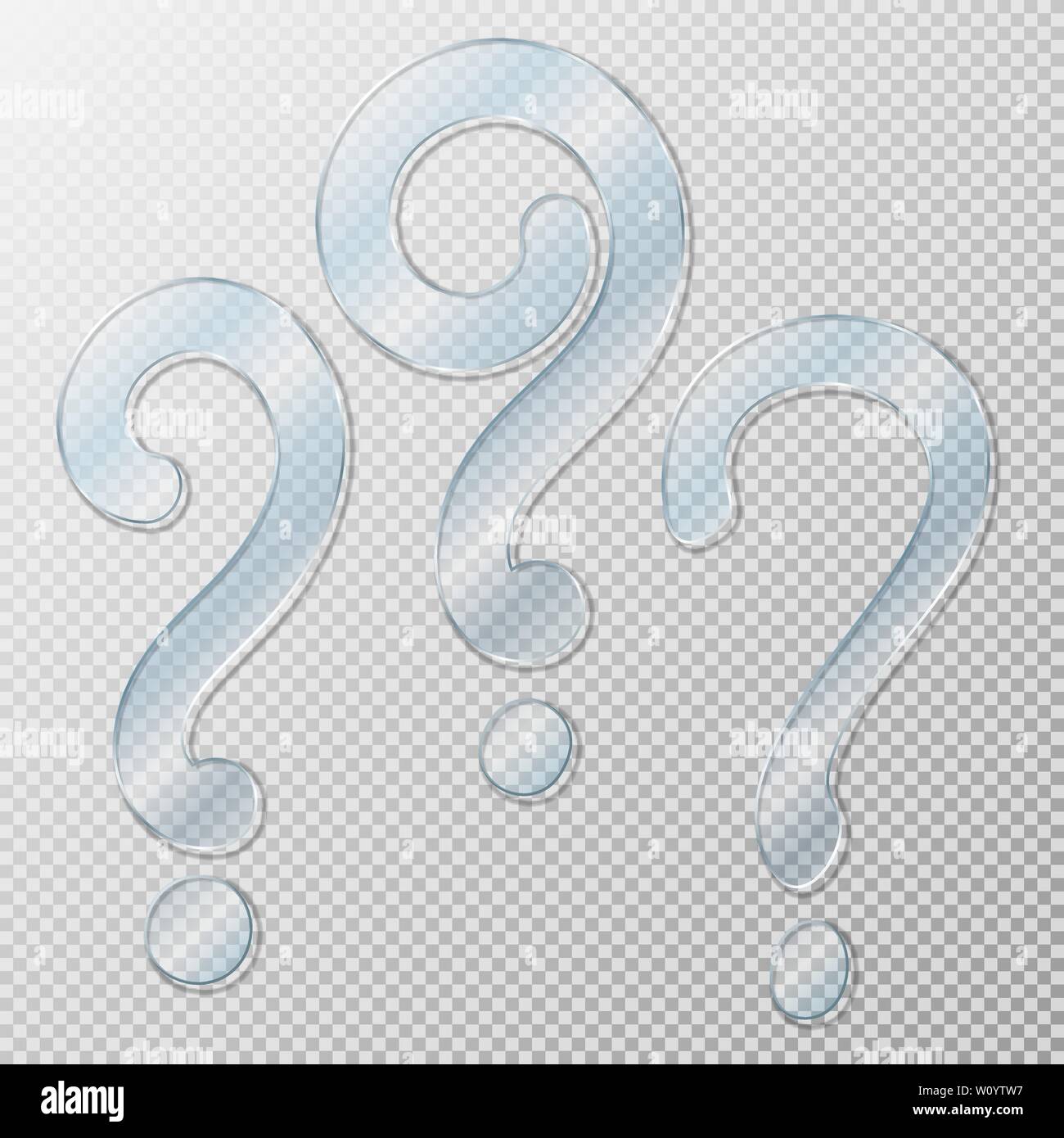 Three Glass question marks of different shapes on a transparent background  Stock Vector Image & Art - Alamy