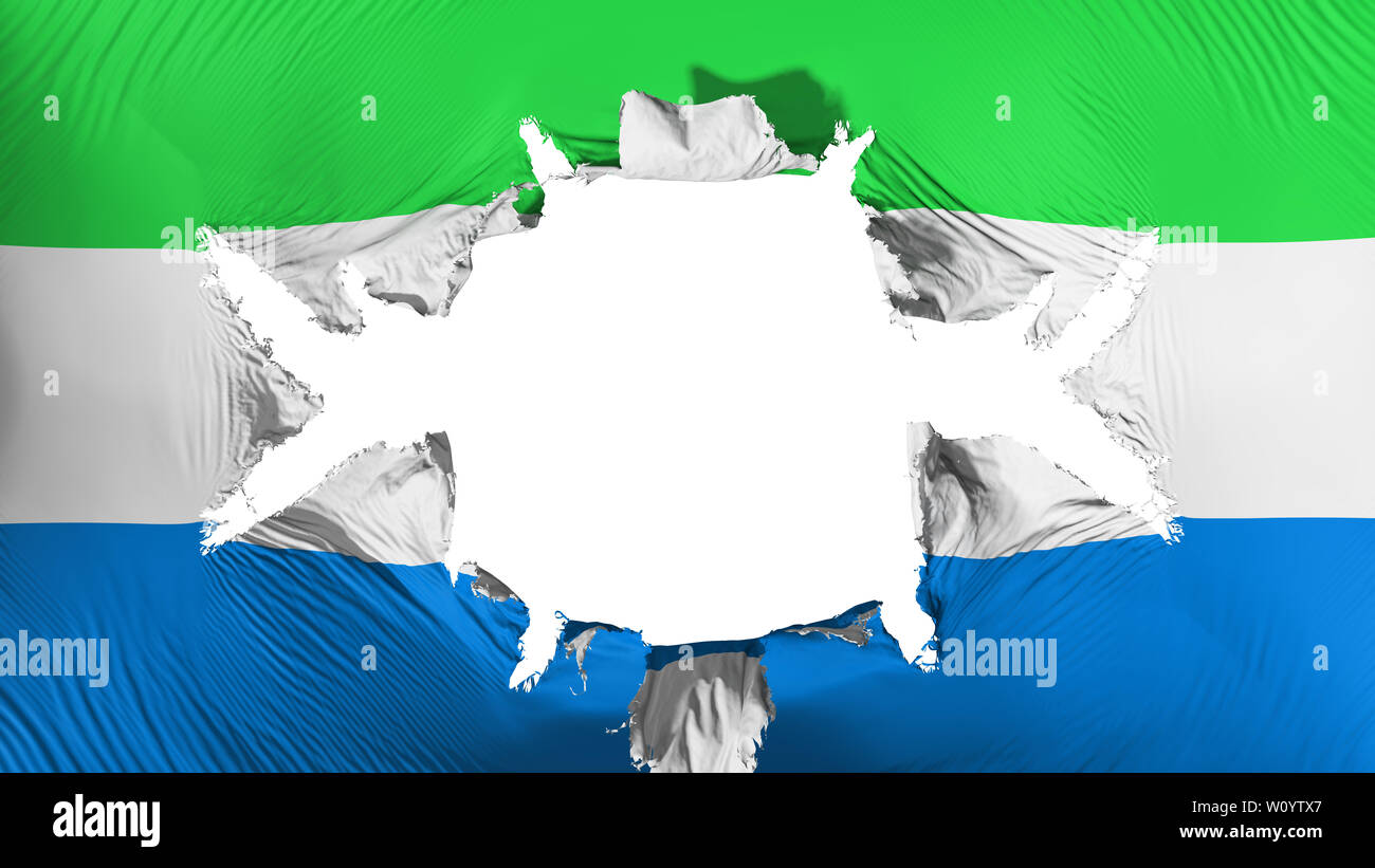 Sierra Leone flag with a big hole, white background, 3d rendering Stock ...