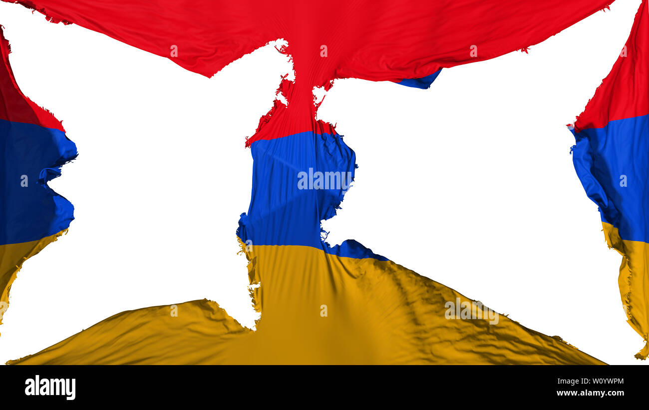 Destroyed Armenia flag, white background, 3d rendering Stock Photo - Alamy