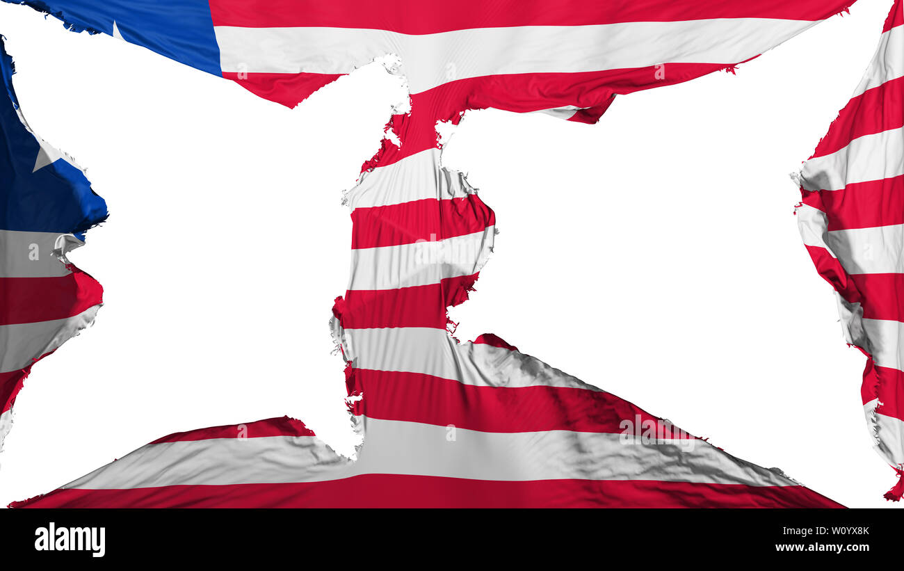 Destroyed Liberia flag, white background, 3d rendering Stock Photo - Alamy
