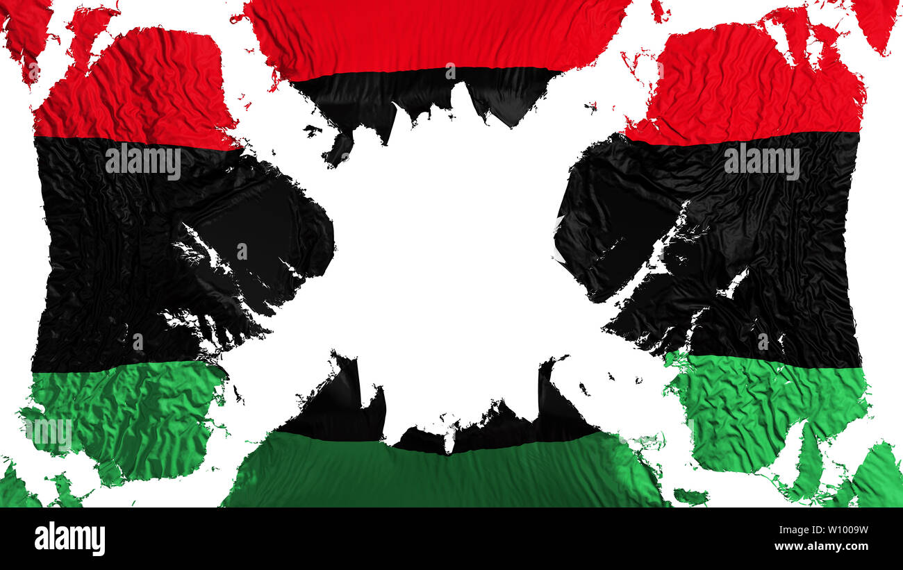 Libya torn flag fluttering in the wind, over white background, 3d ...