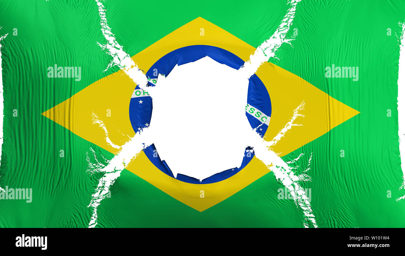 Brazil flag with a hole Stock Photo - Alamy