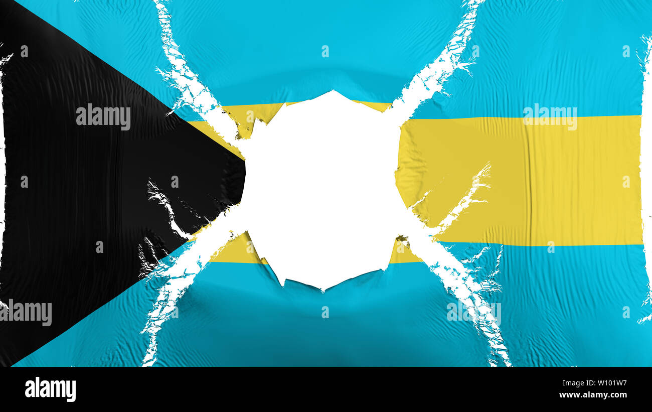 Bahamas flag with a hole Stock Photo Alamy