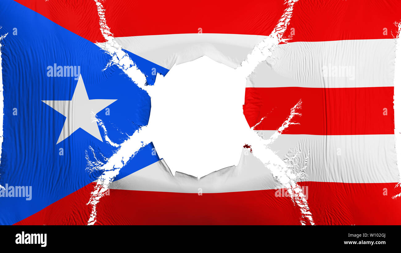 A Puerto Rico flag with a hole