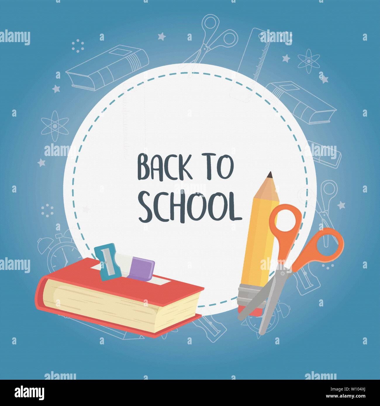 circular frame with supplies back to school vector illustration design ...