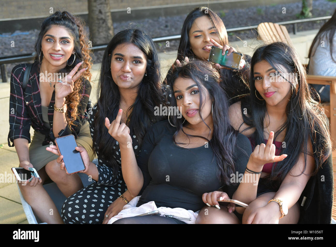 London Uk 28th June 2019 Asian Girls Having Fun At The Boat Exhibition At The Queen Walk Street Photography On 28 June 2019 London Uk Credit Picture Capital Alamy Live News Stock Photo Alamy