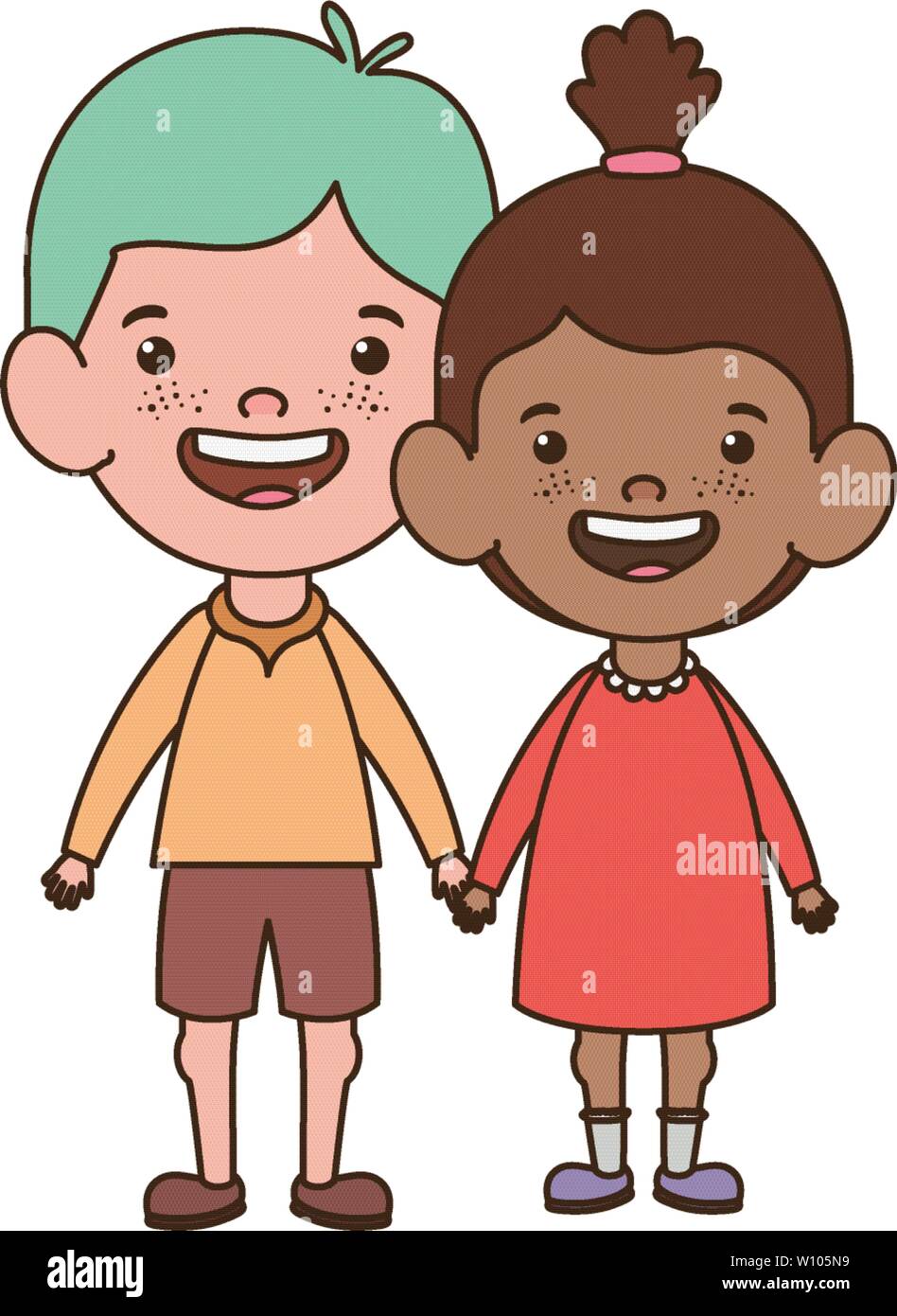 couple baby standing smiling on white background Stock Vector Image ...
