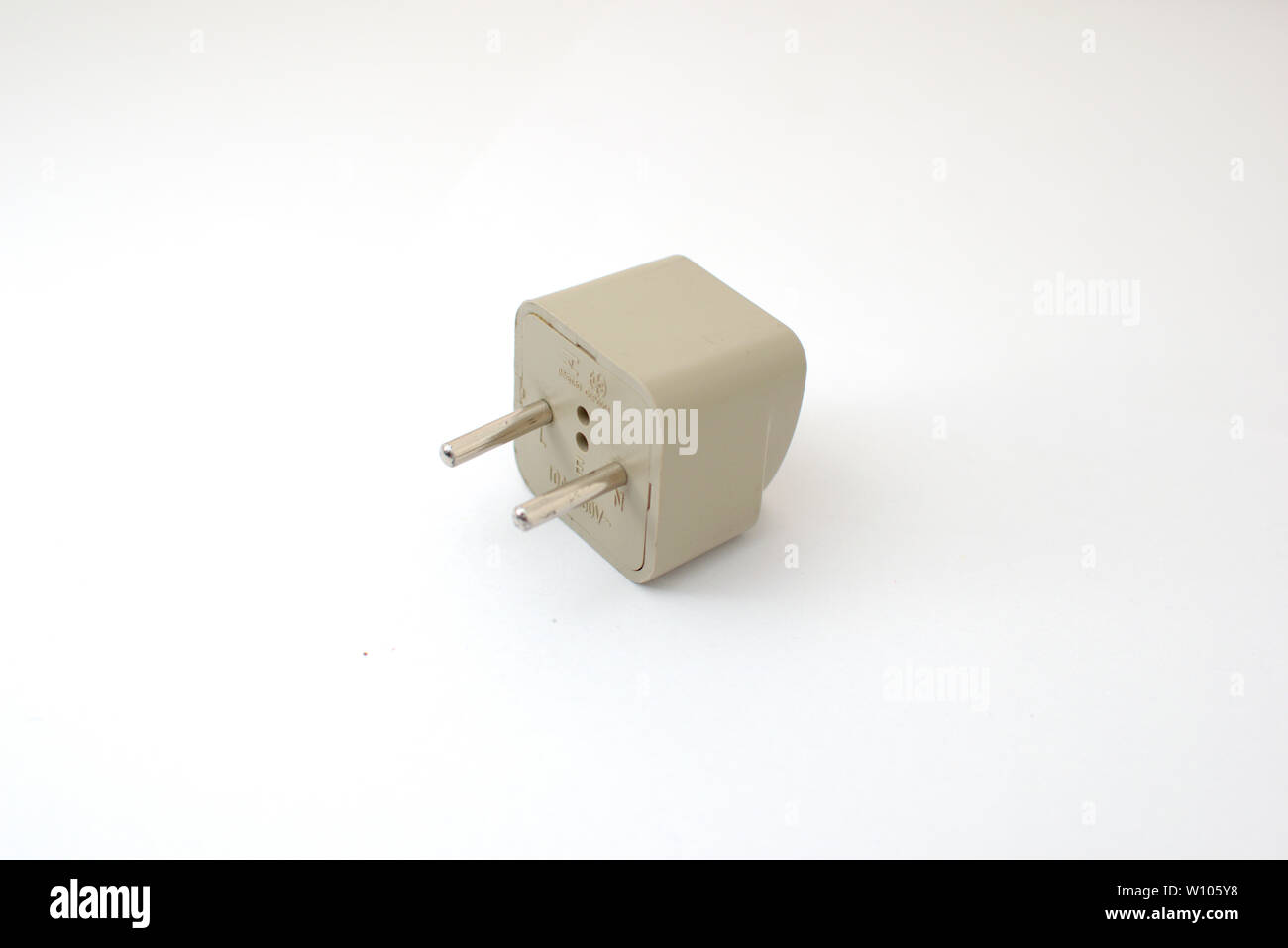 Studio shot of a two-pin Type C Europlug adapter power plug Stock Photo