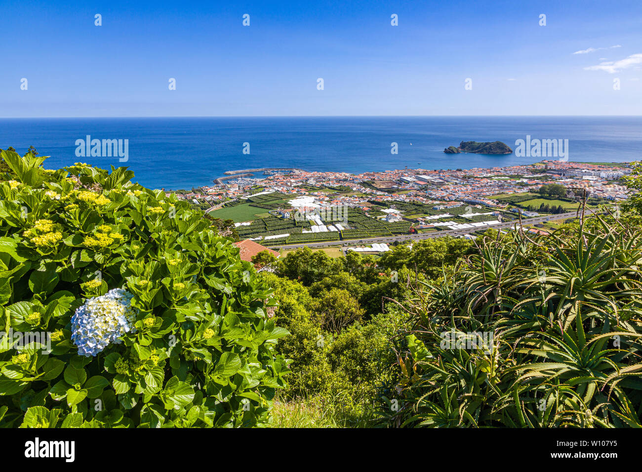 View from the mountains of Vila Franca do Campo, Sao Miguel island, Azores archipelago, Portugal Stock Photo